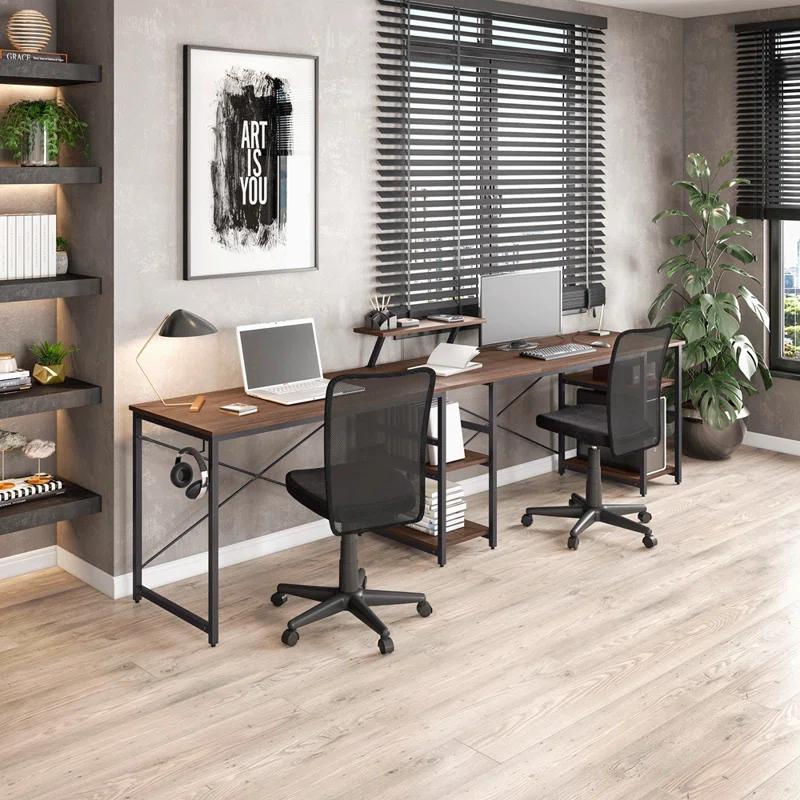 Inbox Zero Techni Mobili L-Shape Industrial Desk With Storage Shelves | Wayfair