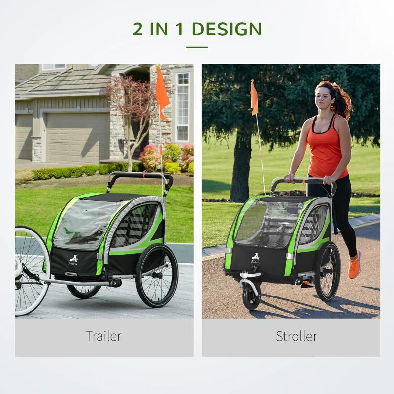 Aosom Aosom Foldable 3 Wheel Multi-Child Stroller with Storage
