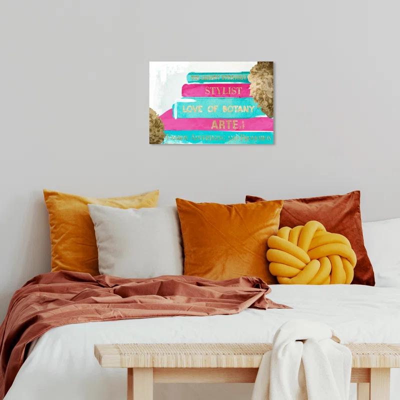Wynwood Studio Wynwood Studio Fashion and Glam Contemporary Canvas Art - Book Stack Quote Wall Art for Home Decor