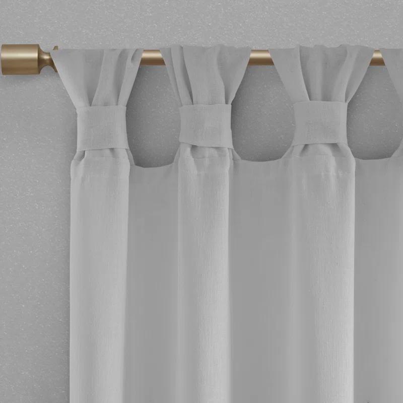 Madison Park Rosette Floral Embellished Cuff Tab Top Solid Curtain Panel