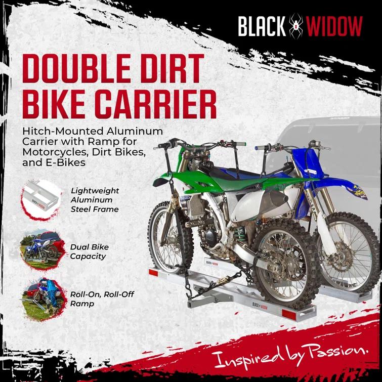 Black Widow Black Widow Double Motorcycle Carrier with Ramp for 2" Hitch, 600 Pound Capacity
