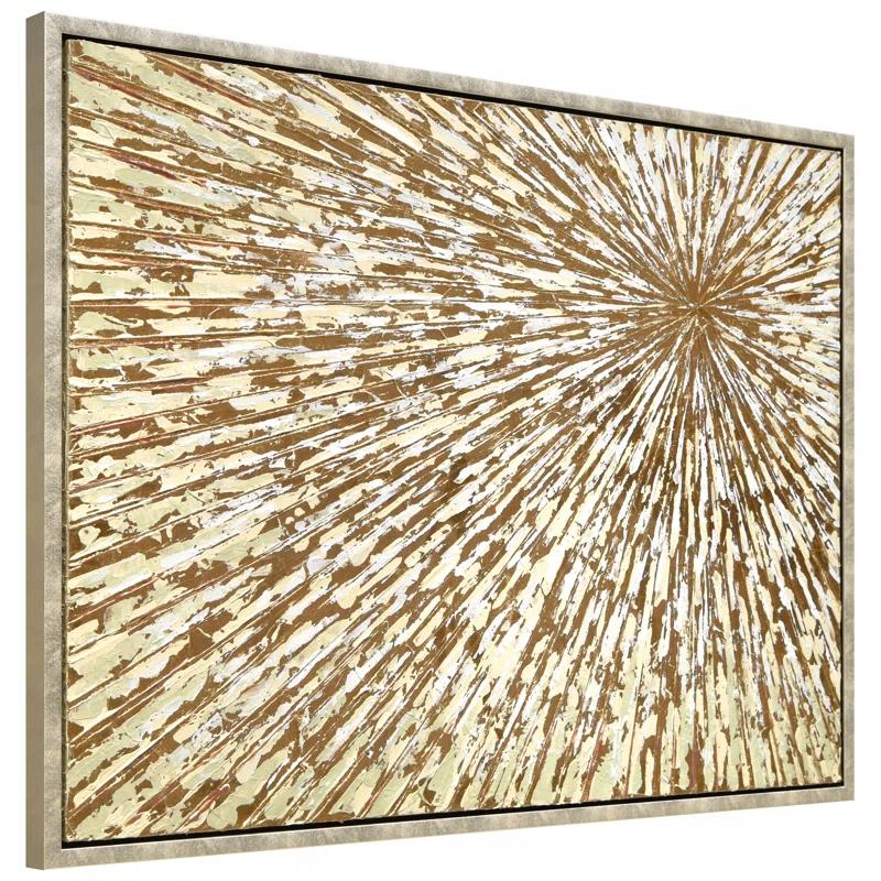 Empire Art Direct Radiant Burst Metallic Hand Painted Framed Canvas Wall Art with Gold Foil