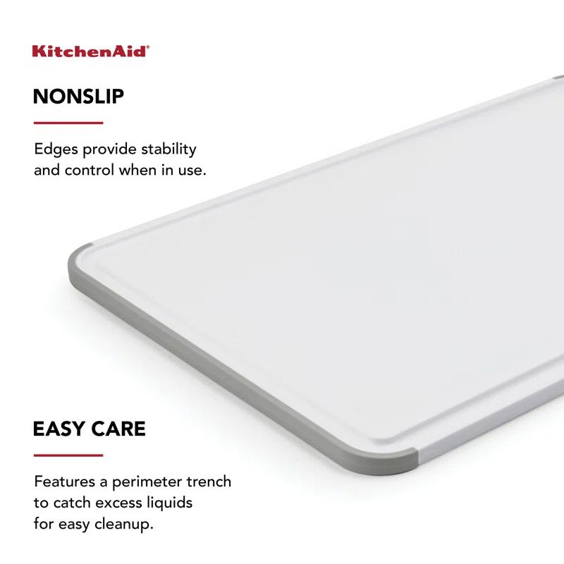KitchenAid® Classic Nonslip Plastic Cutting Board, 12x18-Inch, White