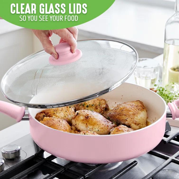 GreenLife GreenLife Soft Grip Healthy Ceramic Nonstick, 5QT Saute Pan Cooker With Helper Handle And Lid