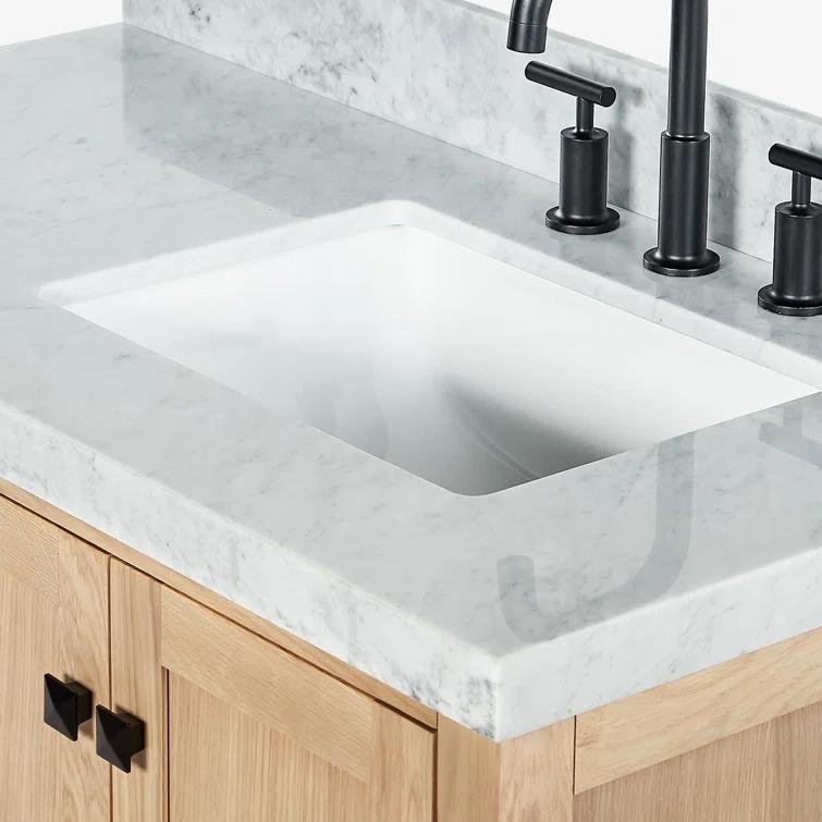 Ariel Bath Cambridge Single Bathroom Vanity with Carrara Marble Top