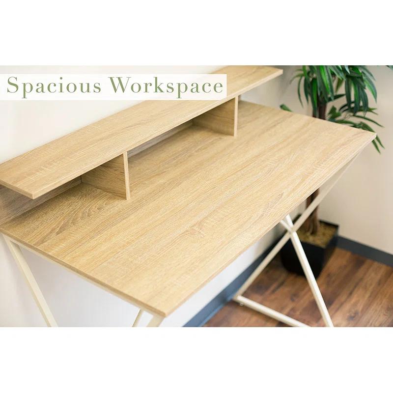 Stand Steady Solid Wood Top Metal Base Standing Desk