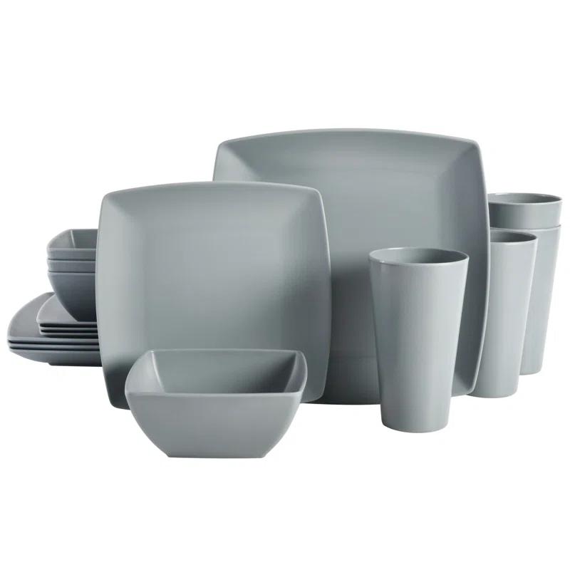 Gibson Home 16 Piece Melamine Dinnerware Set, Service for 4