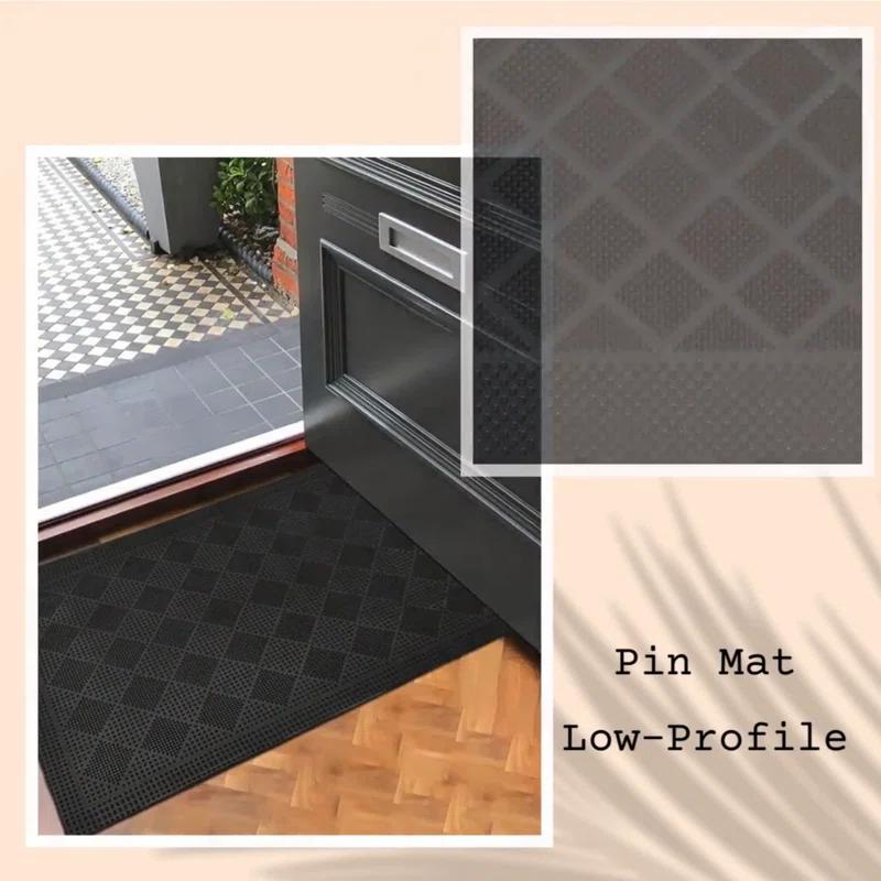 Evideco Outdoor Mat Front Rubber Shoeprint 30 in. x 18 in. Non-Slip Outdoor Door Mat