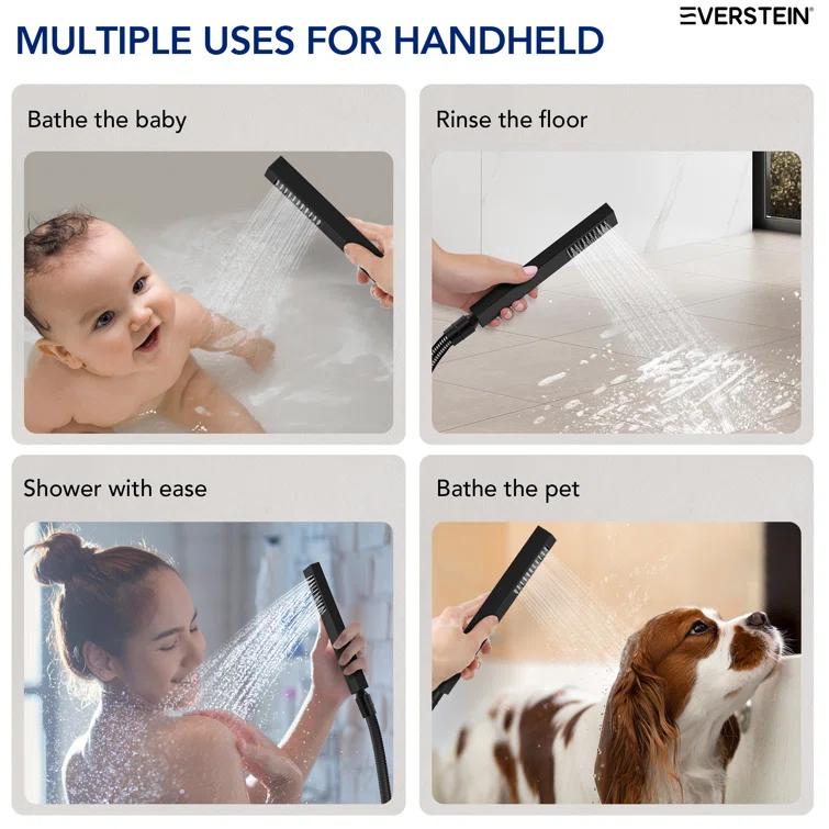 Thermostatic Shower Faucet 12" High-Pressure Dual Showerheads with Rough-In Valve