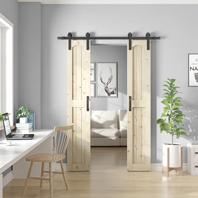 Coast Sequoia 84'' Solid Wood Barn Doors with Installation Hardware Kit Barn Door