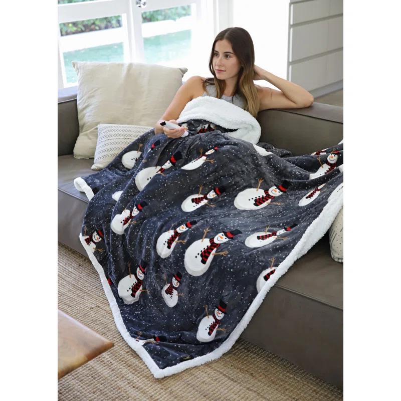 Catalonia Snowman Blanket, Christmas Sherpa Fleece Throw, Blanket For Couch And Bed,Soft,Thick, Fluffy,Warm