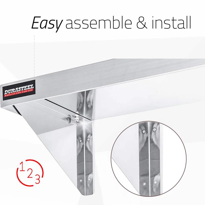 DuraSteel Stainless Steel Wall Shelf - 72" Wide x 14" Deep Commercial Grade - NSF Certified