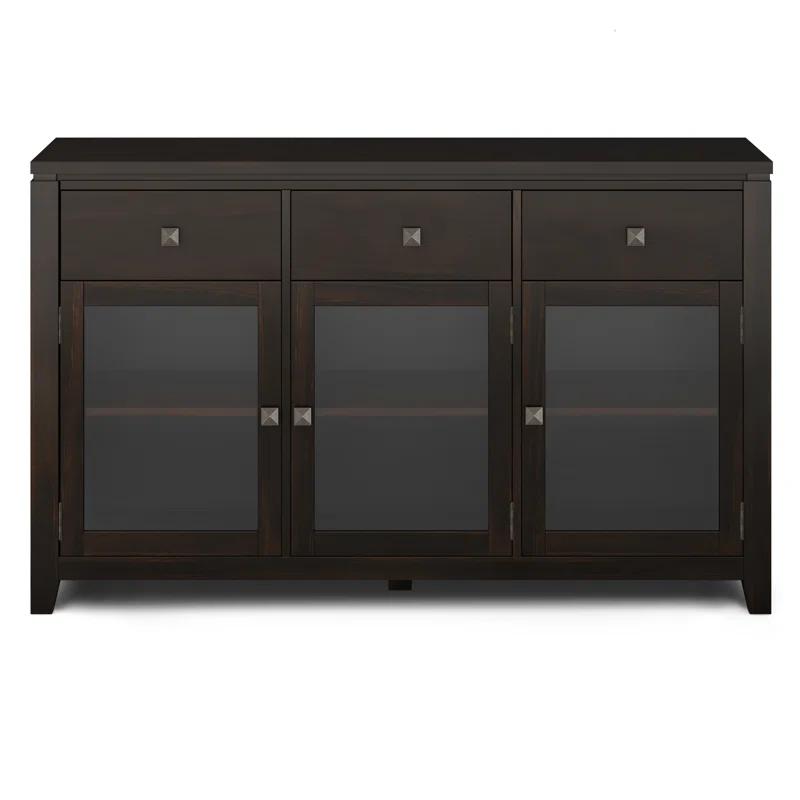 Simpli Home Cosmopolitan 54"W Solid Wood Contemporary 3-Door Sideboard Buffet with 3 Drawers