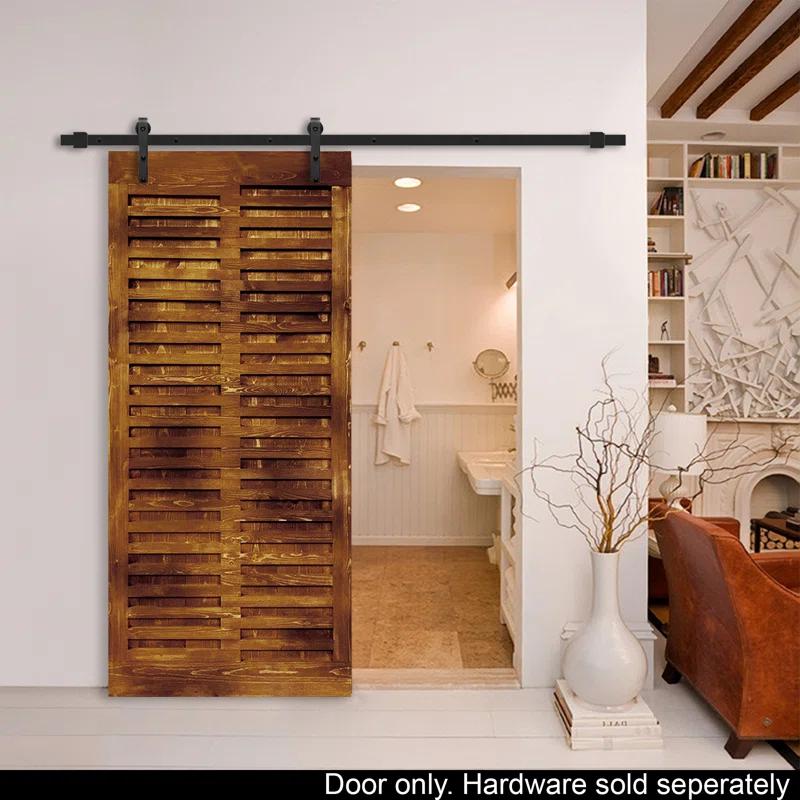 Calhome 84'' Solid Wood Paneled Painted without Installation Hardware Kit Barn Door