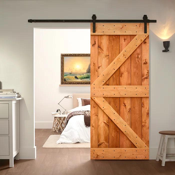 TMS 42'' x 84'' Solid Wood Paneled Painted with Installation Hardware Kit Barn Door