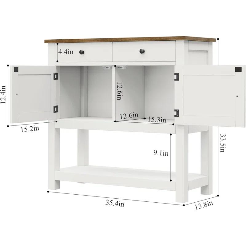 Ophelia & Co. Farmhouse Console Table With 2-Door Cabinet & 2 Drawers, Coffee Bar, Entryway Table With Storage Shelf, Sofa Tables Buffet Sideboard For Kitchen, Hallway, Dining, Living Room, visit The HOSTACK Store