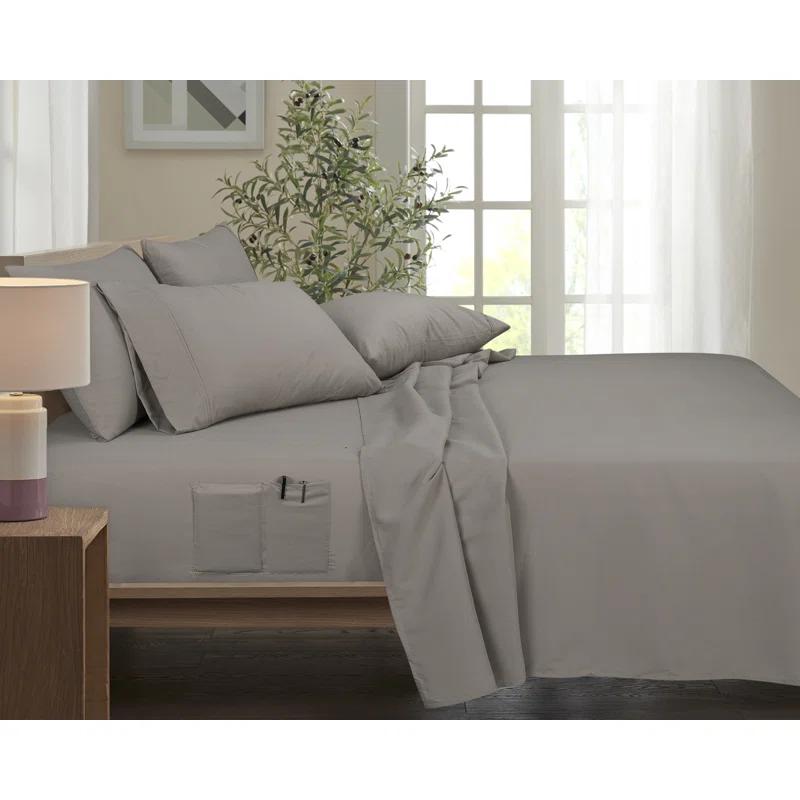 Bed Bath Fashions Rayon From Bamboo 6 Piece 1800 Thread Count Smart Pocket Sheet Set