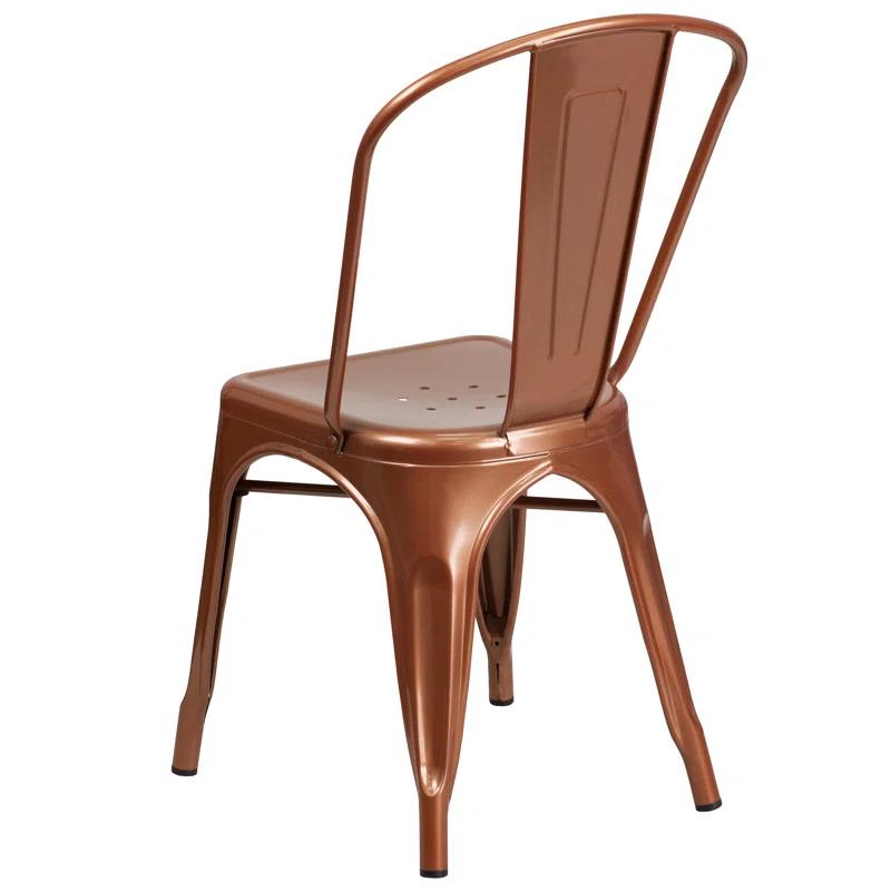 Flash Furniture Peterson Armless Metal Indoor-Outdoor Stackable Dining Chair (Set of 4)