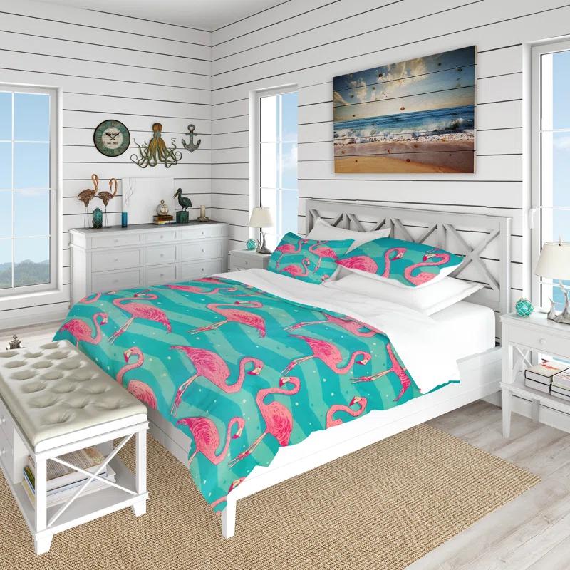 Vintage Beige Minimalism Floral Blossums Coastal Duvet Cover Set