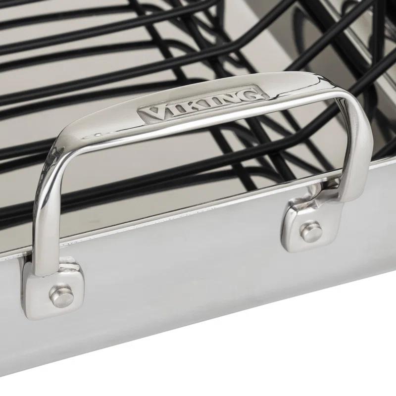 Viking ® 3-Ply Stainless Steel Roasting Pan with Rack and Thermometer Set