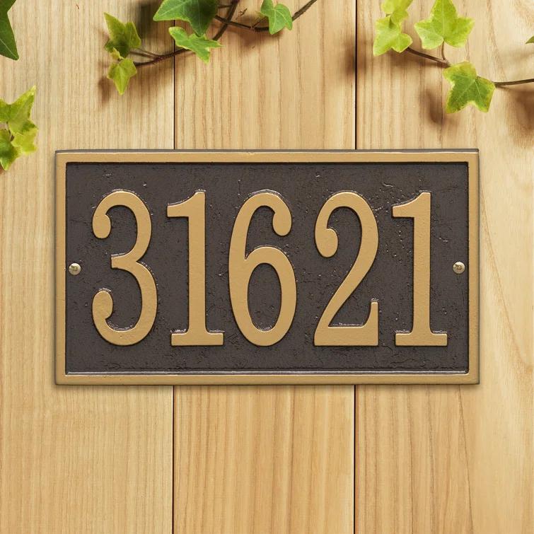 Bronze and Gold Rectangular Metal Address Plaque