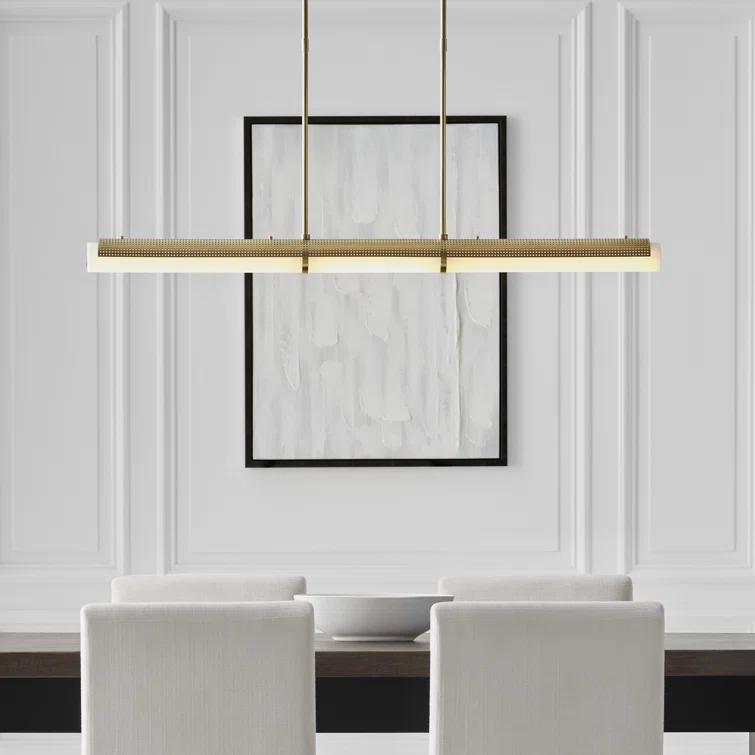Modern Precision 50'' Brass and Crystal LED Linear Chandelier