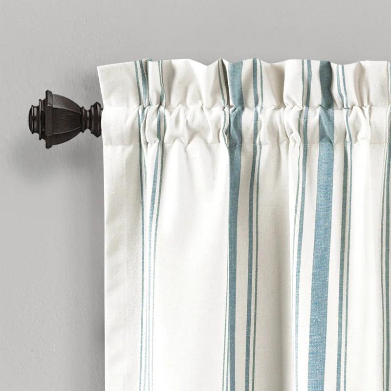 Farmhouse Stripe Striped Ruffled 52'' W Window Valance