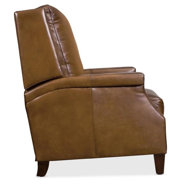 Checkmate Pawn Full Recline Brown Leather & Dark Wood Recliner