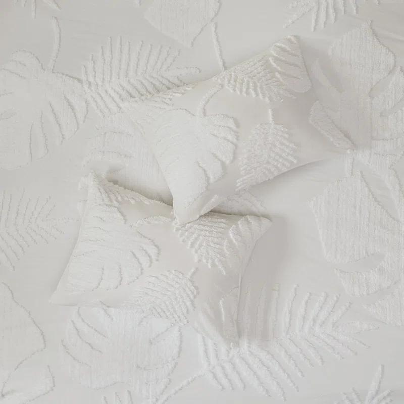 Madison Park Bahari Tufted Cotton Chenille Palm Duvet Cover Set