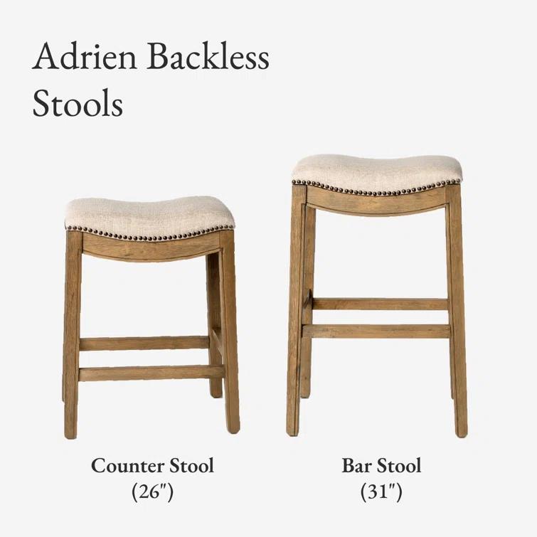 Maven Lane Maven Lane Adrien Backless Saddle Kitchen Stool with Fabric Upholstery