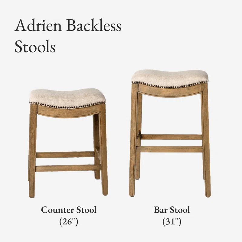 Maven Lane Maven Lane Adrien Backless Saddle Kitchen Stool with Fabric Upholstery