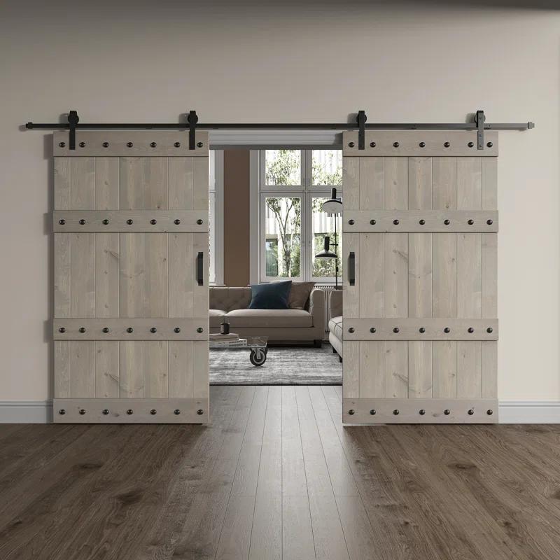 Coast Sequoia Castle Series Pine Wood Double Sliding Barn Door with Hardware Kit