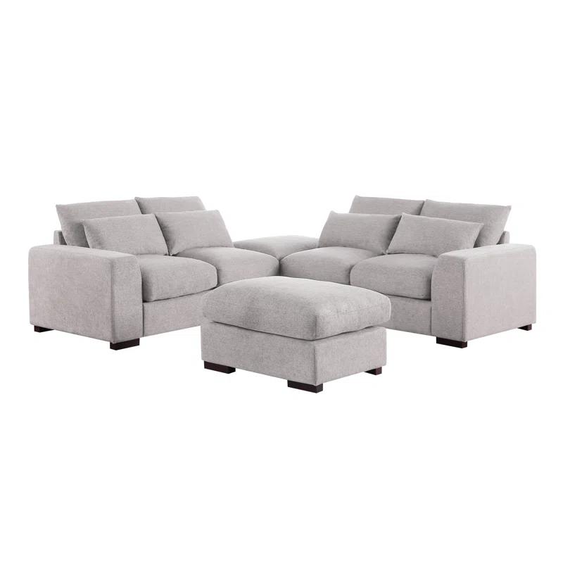 Biaggio Linen Blend Sectional with 2 Ottomans,Sectional Couch