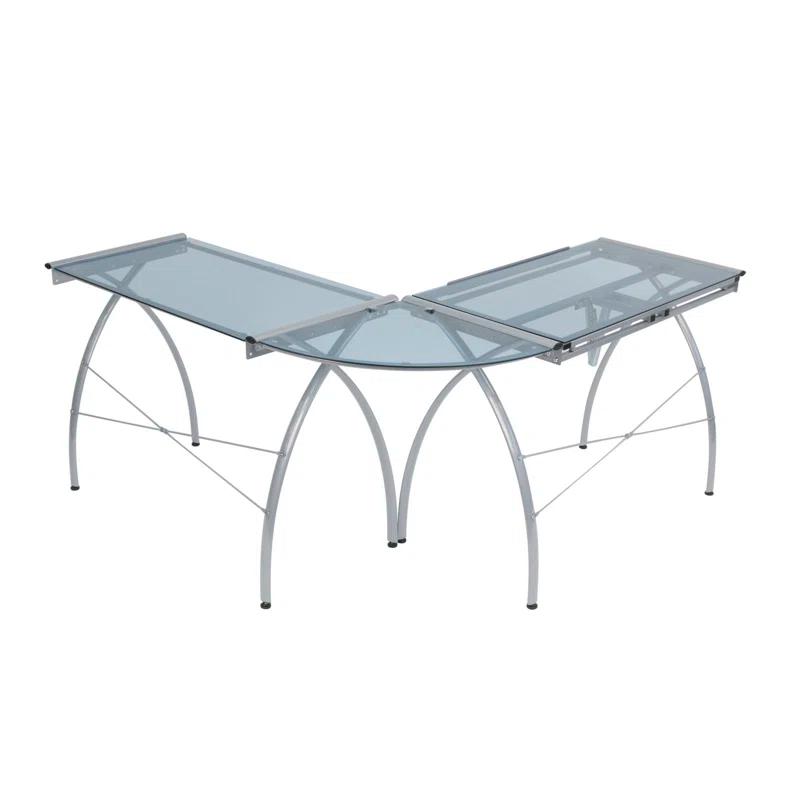 Inbox Zero Courson L-Shaped Glass Top Drafting Table