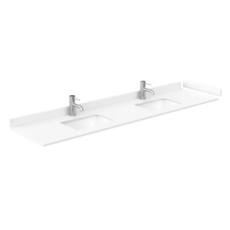 Wyndham Collection Beckett 84" Freestanding Double Bathroom Vanity with Cultured Marble Top