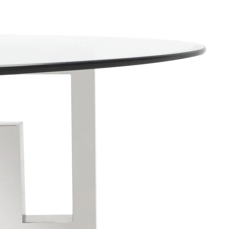 Safavieh Couture Harlan Round Glass Top Metal Base Dining Table