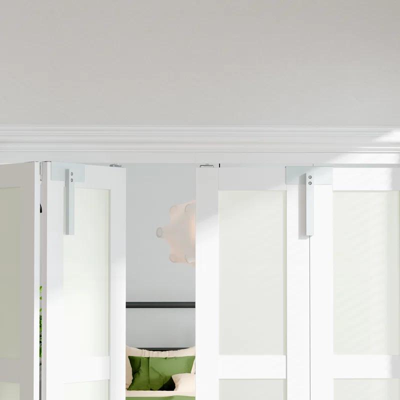 DOOOLI Glass Bifold Door - 3 Lite Transparent Glass Design With Bifold Door Lock & T Shape Handle