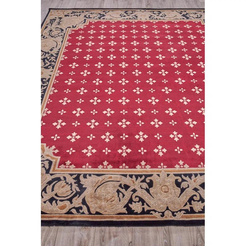 EXQUISITE RUGS One-of-a-Kind 9'1" X 10' Wool Area Rug Red/Black/Brown