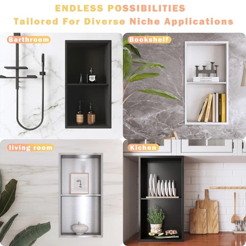 Hypertaire Double Layer Recessed Shower Niche No Tile Needed