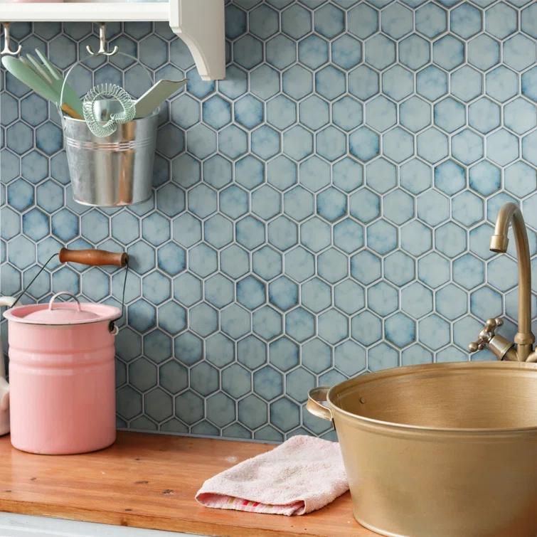 Merola Tile Hudson Due 2" Hex 10-7/8 " x 12-5/8 " Porcelain Mosaic Floor and Wall Tile