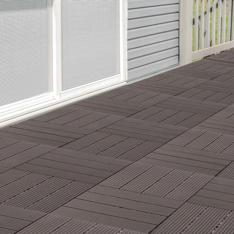 Pure Garden Deck Tiles - 6-Pack Wood Plastic Composite Interlocking Patio Tiles - 5.8SQFT Outdoor Flooring for Balcony, Porch, and Garage by Pure Garden