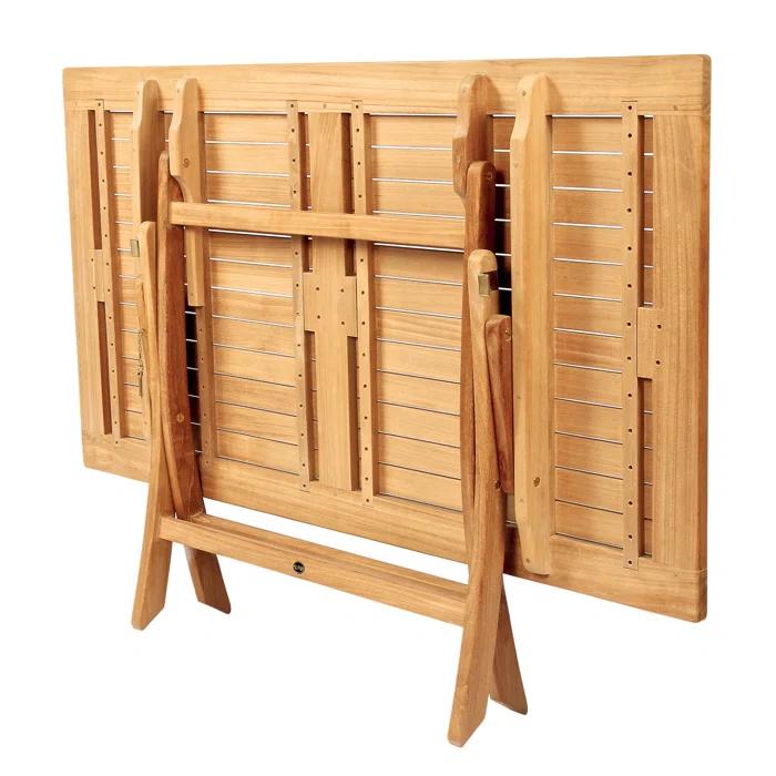 Teak Wood Folding Outdoor Dining Table, 59" Rectangular