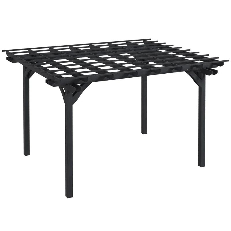 Outsunny 12 Ft. W x 10 Ft. D Solid Wood Pergola