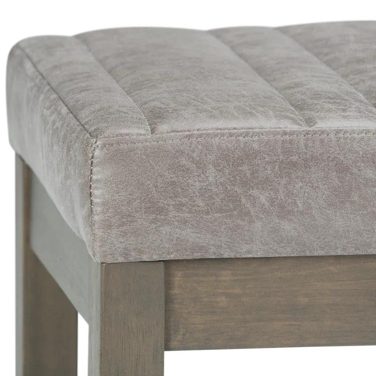 Simpli Home Casey 48"W Distressed Vegan Leather Ottoman Bench with Quilted Vertical Stitching