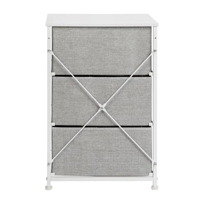 Flash Furniture Malone 3 Drawer Vertical Storage Dresser with Wood Top & Fabric Pull Drawers