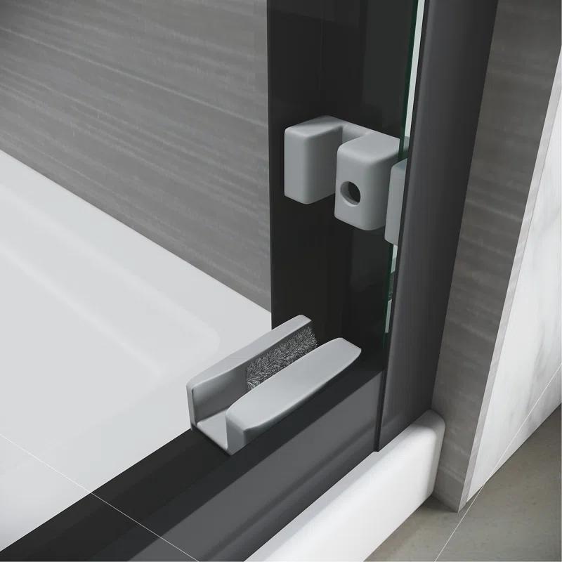 Sliding Glass Tub Door 56-60 In. W X 57 In. H, Semi Frameless Double Bathtub Door, Certified Thick Clear Clear Tempered Glass, 304 Stainless Steel Handles.