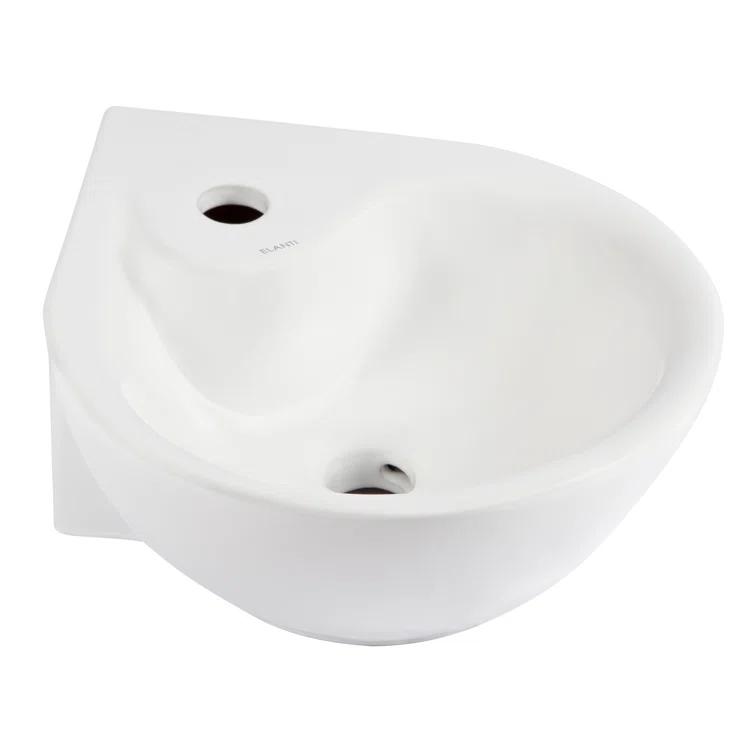 Elanti Elanti 13.5'' White Vitreous China Specialty Bathroom Sink with Overflow 1605