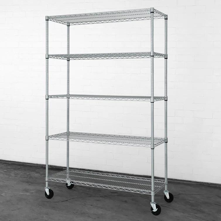 CAPHAUS CAPHAUS NSF Commercial Grade Heavy Duty 5-Tier Wire Shelving w/Wheels, Leveling Feet, 48 x 18 x 76-Inch, Multiple Options