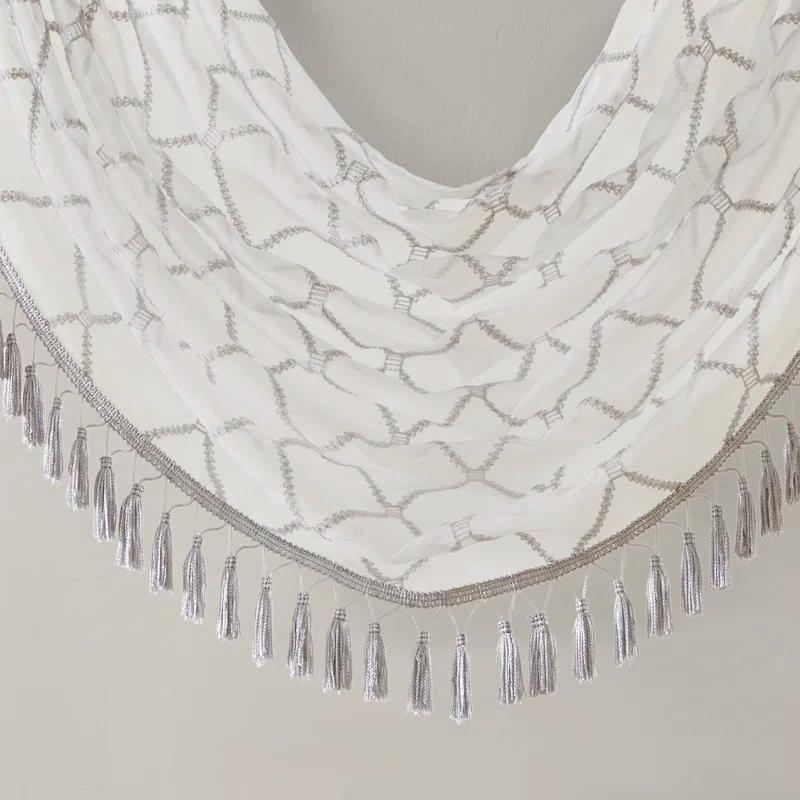 Madison Park Irina Diamond Sheer Embroidered Waterfall Valance