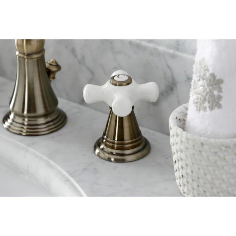 Kingston Brass Kingston Brass American Classic Two-Handle 3-Hole Deck Mount Widespread Bathroom Faucet with Pop-Up Drain FSC19733APX